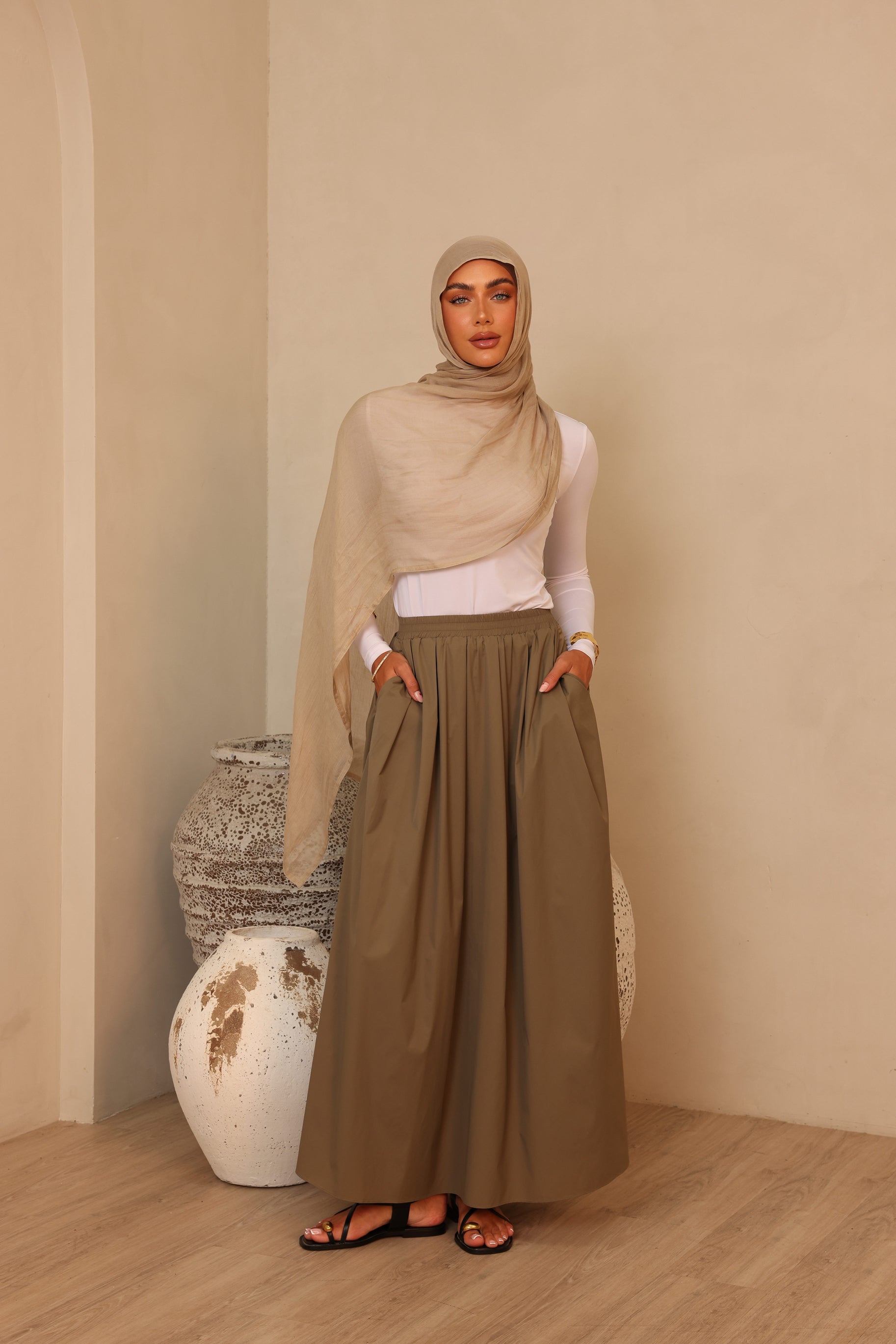 Staple Parachute Skirt Olive