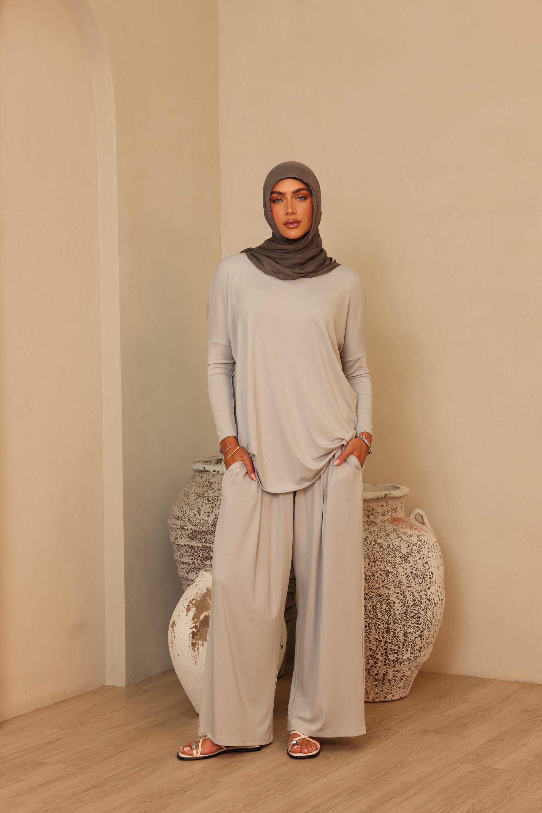 Jersey Palazzo Pants Dove