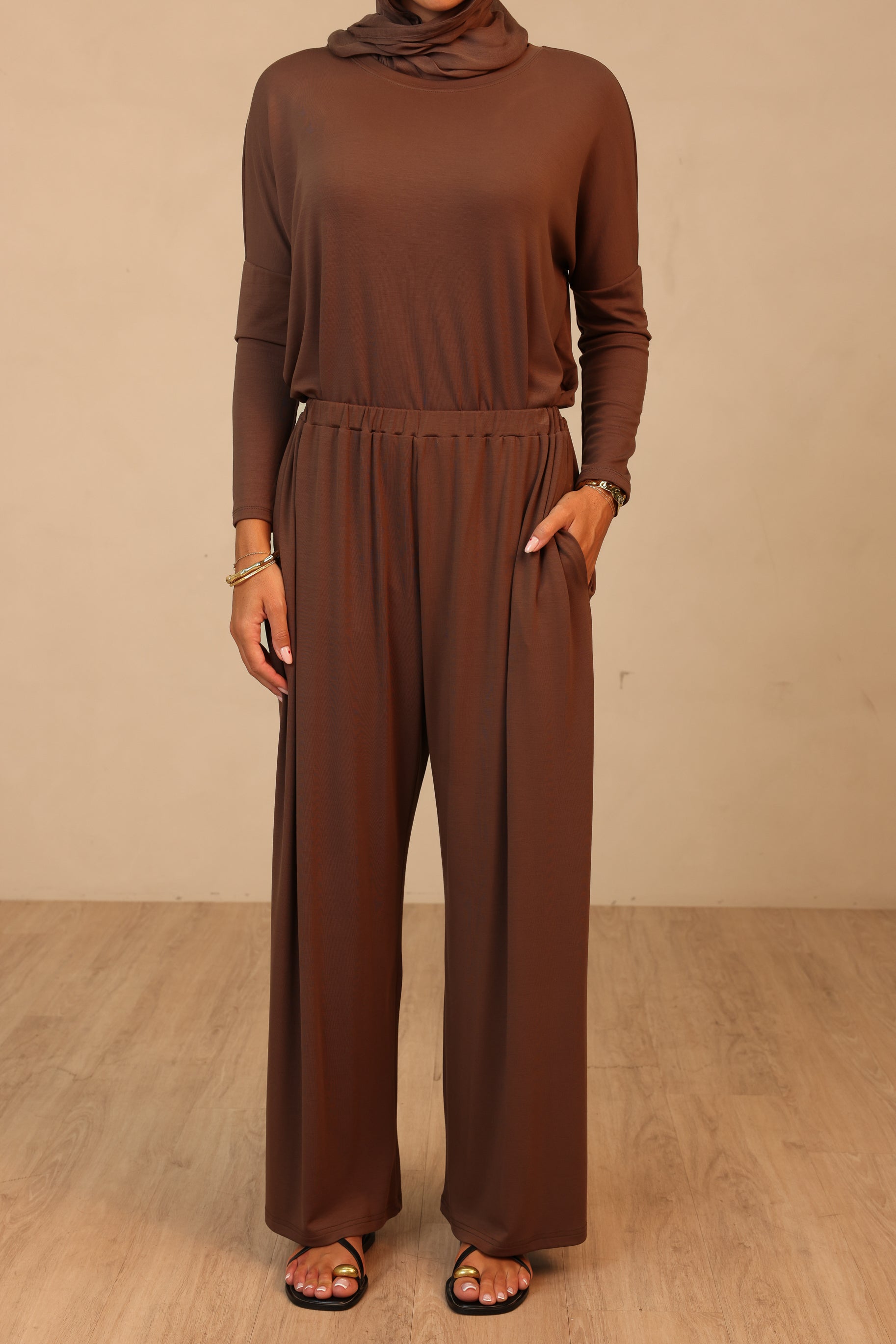 Jersey Palazzo Pants Mocha